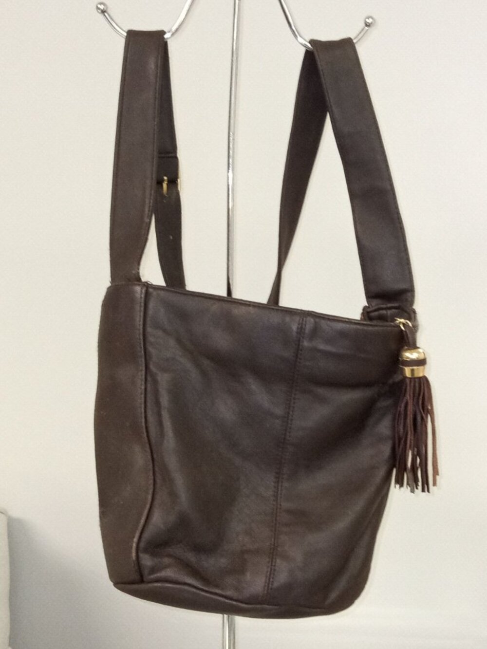 Women's Brown Faux Leather Bucket Bag